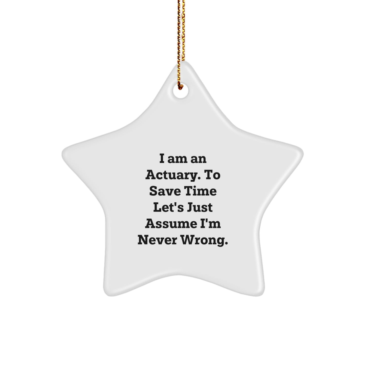 Funny Actuary Gifts from Men Christmas Unique Gifts for Actuary Star Ornament with 'I Am An Actuary. To Save Time Let's Just Assume I'm Never Wrong.' Quote - Image 1