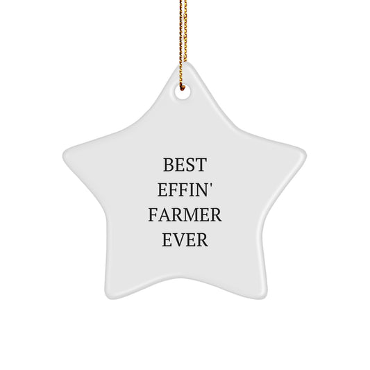 Farmer Gifts, Funny Quote Star Ornament, Best Effin' Farmer Ever, Christmas Unique Gifts from Friends to Family - Image 1