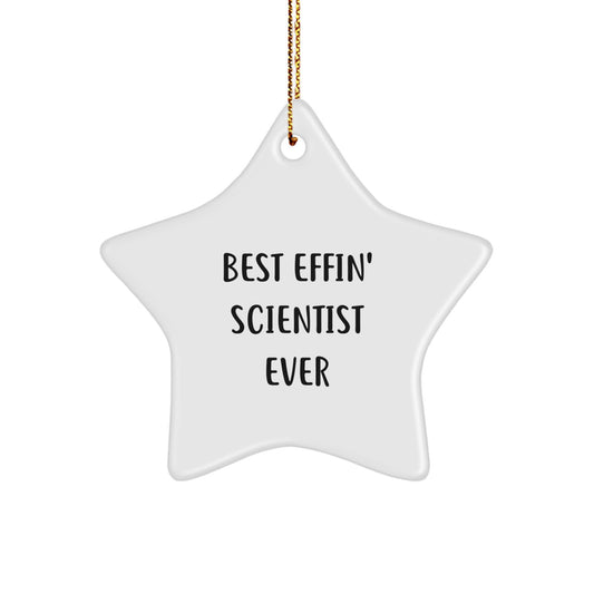Funny Scientist Star Ornament Gifts for Him, Best Effin' Scientist Ever, Christmas Unique Scientist Star Ornament Decorations for Men, Women, Friends, Coworkers, Family - Image 1