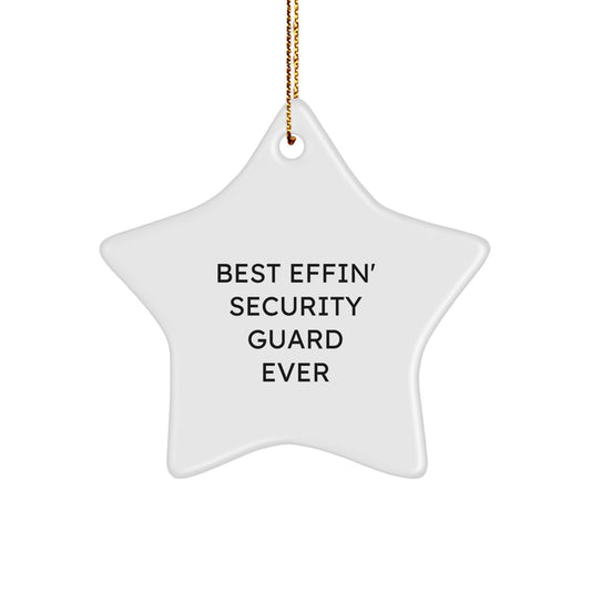 Security Guard Funny Quote Star Ornament, Funny Christmas Unique Gifts for Men, Women, Friends, Coworkers, Family, Gifts from Loved Ones, Best Effin' Security Guard Ever Decorations - Image 1