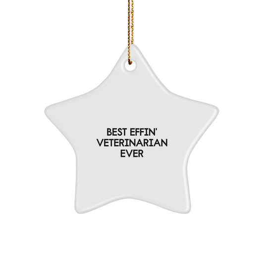 Funny Veterinarian Star Ornament Gifts from Friends for Men Women Coworkers Family - 'Best Effin' Veterinarian Ever' Christmas Unique Gifts - Image 1