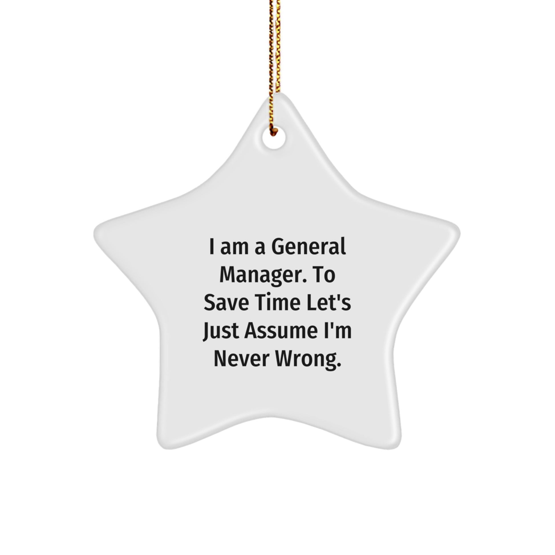 Funny Gift for General Manager, General Manager Star Ornament, Christmas Unique Gifts from Friends - Image 1