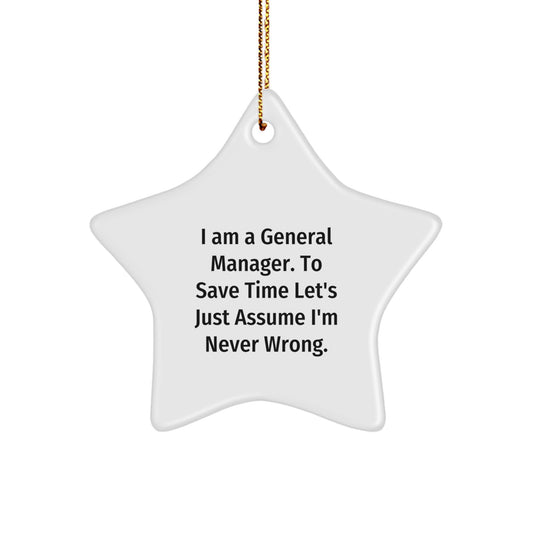 Funny Gift for General Manager, General Manager Star Ornament, Christmas Unique Gifts from Friends - Image 1