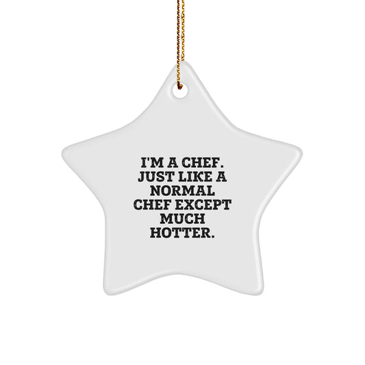 Funny Chef Star Ornament, White Star Shaped Decoration, Gifts from Family to Chef Friends on Christmas Unique - Image 1