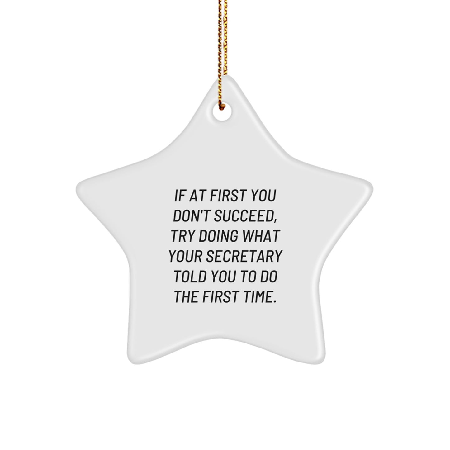 Funny 'If At First You Don't Succeed' Secretary Gifts from Friends for Christmas Star Ornament - Image 1