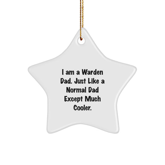 Funny Warden Star Ornament, Gifts from Dad, for Warden, Christmas Unique Gifts - Image 1