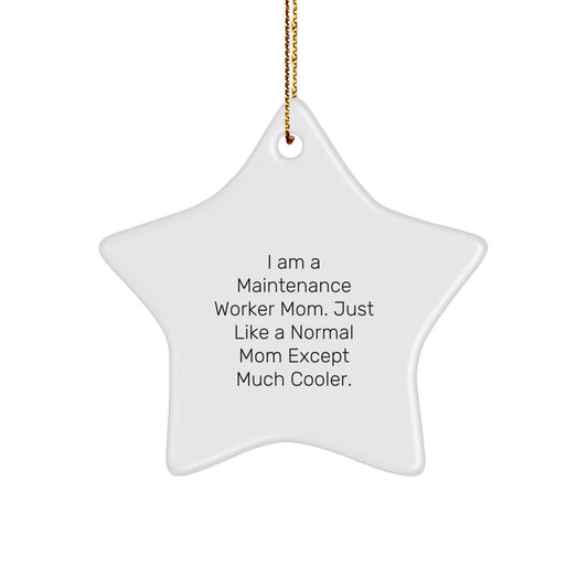 Funny Star Ornament Gifts from Men to Maintenance Worker Moms, White Star Shaped MDF, Perfect for Christmas Unique Gifts - Image 1
