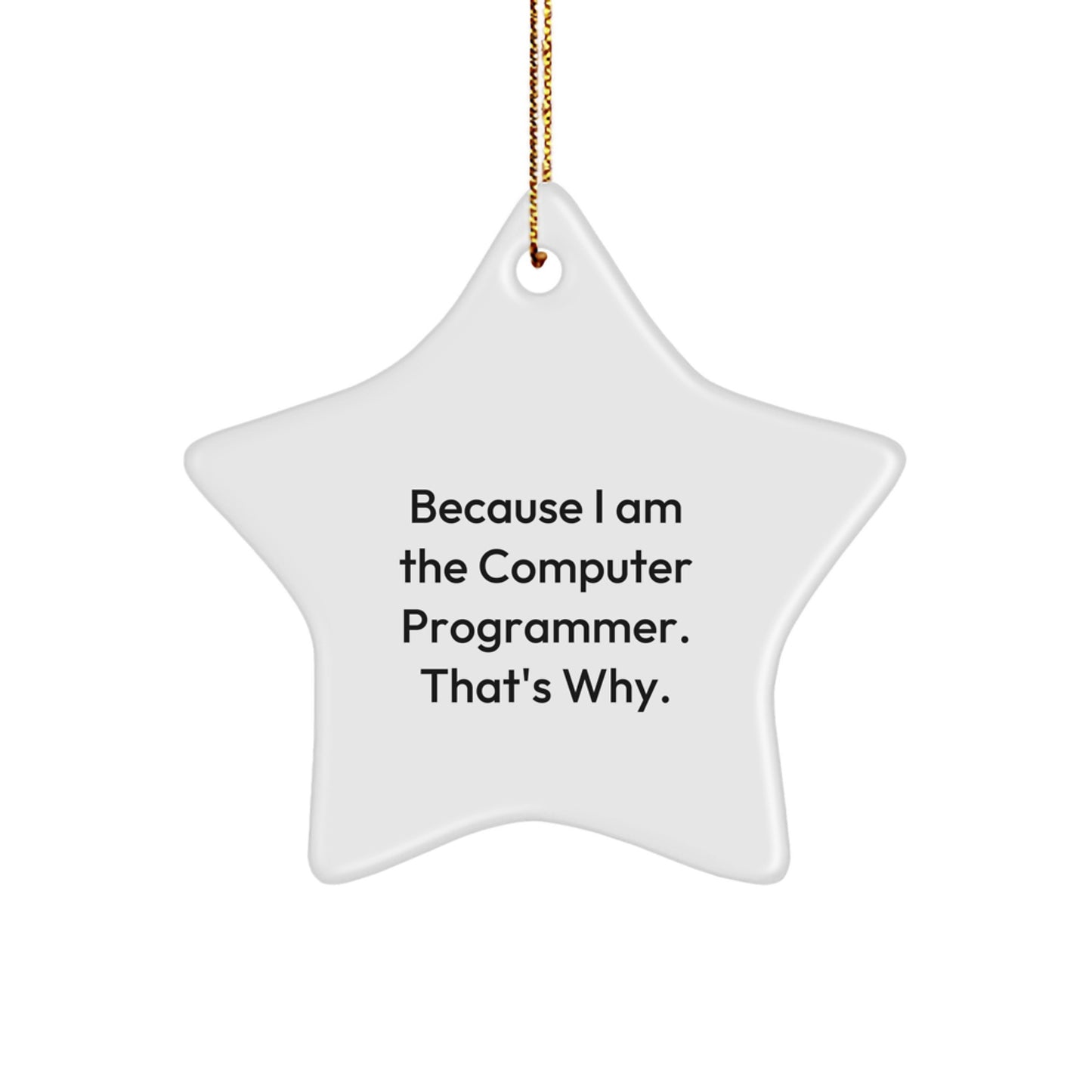 Computer Programmer Gifts from Friends - Because I Am The Computer Programmer. That's Why. Star Ornament for Christmas - Image 1