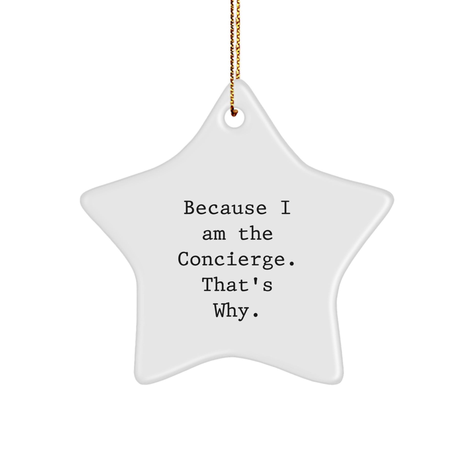Concierge Gifts from Family, Because I Am The Concierge. That's Why., Star Ornament for Christmas - Image 1
