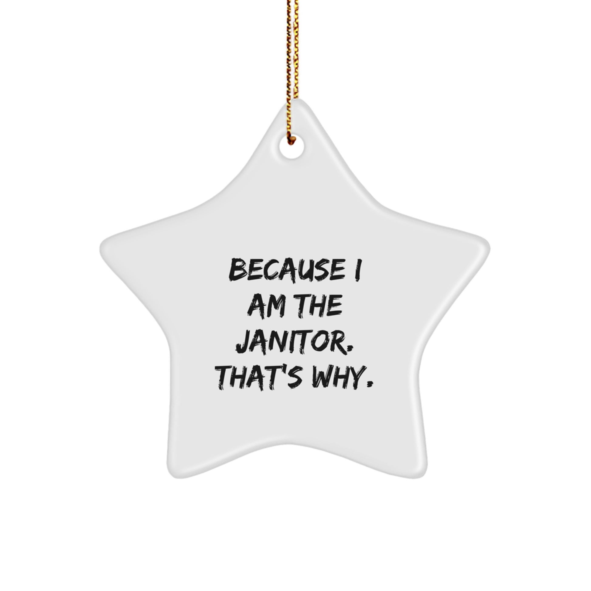 Funny Janitor Gift, Star Ornament, Because I Am The Janitor. That's Why. Christmas Decor - Image 1