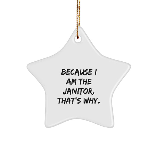Funny Janitor Gift, Star Ornament, Because I Am The Janitor. That's Why. Christmas Decor - Image 1