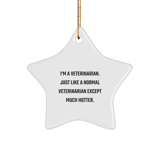 Funny Veterinarian Gifts from Friends Christmas Unique Star Ornament with 'I'm A Veterinarian. Just Like A Normal Veterinarian Except Much Hotter' Quote - Image 1