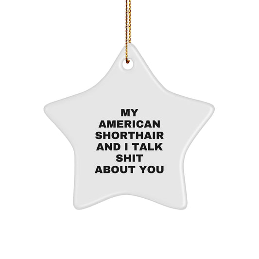 Funny American Shorthair Cat Star Ornament, Gifts from Friends, Family, or Coworkers to American Shorthair Cat Lovers, Christmas Decorations - Image 1