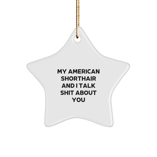 Funny American Shorthair Cat Christmas Star Ornament, Gifts for Friends from Men and Women, Unique, Cute, Inspirational, and Sarcastic Quote, Perfect for Cat Lover, Holiday Decor - Image 1