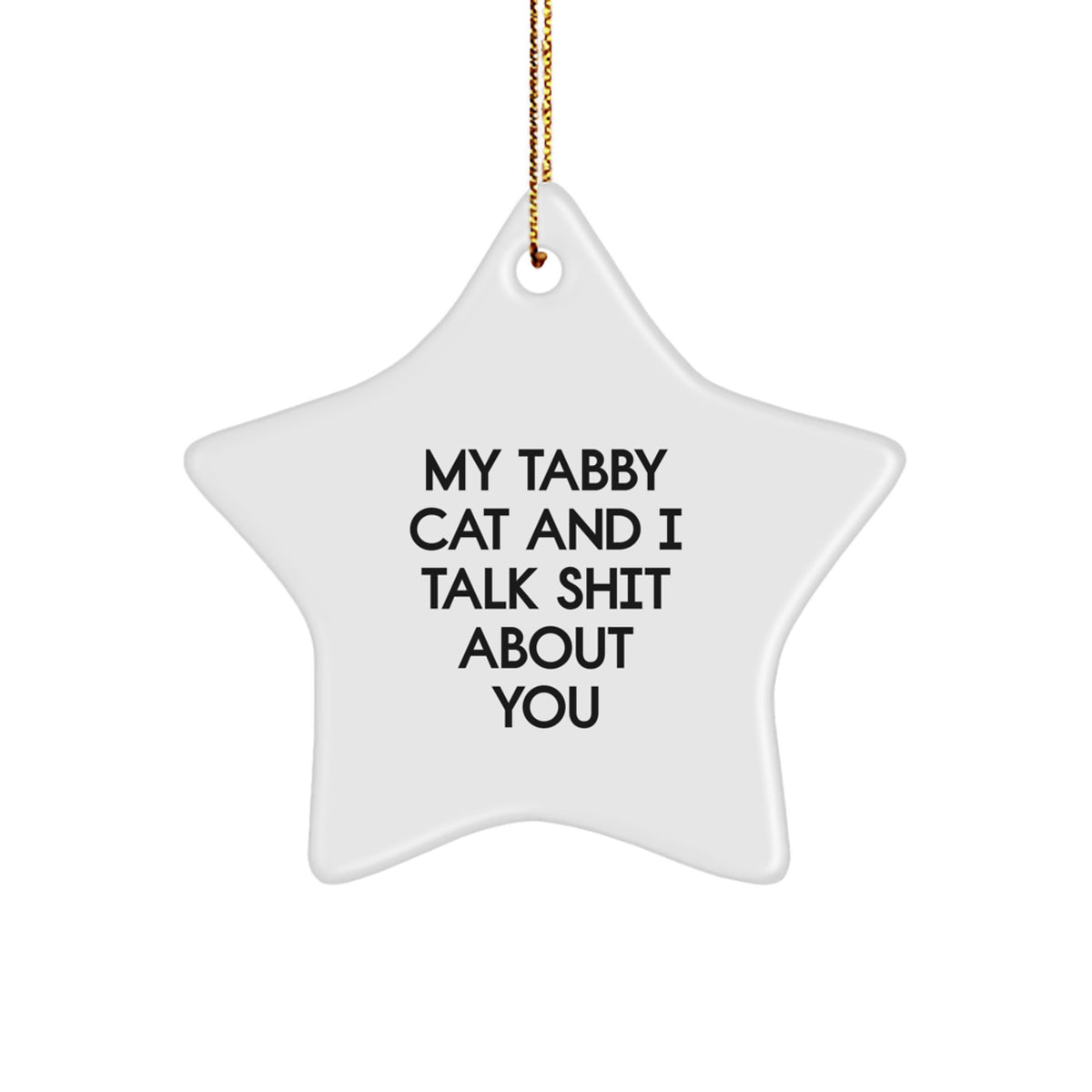 Funny Tabby Cat Gifts for Tabby Cat Lovers Christmas Star Ornament - 'My Tabby Cat And I Talk Shit About You' Humorous Funny - Image 1