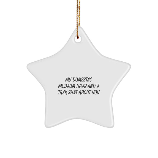 Domestic Medium Hair Cat Keepsake Christmas Ornament for Him Gift - Image 1