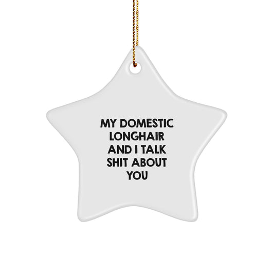 Funny Domestic Longhair Cat Star Ornament Gifts from Friends for Christmas Decorations - Image 1