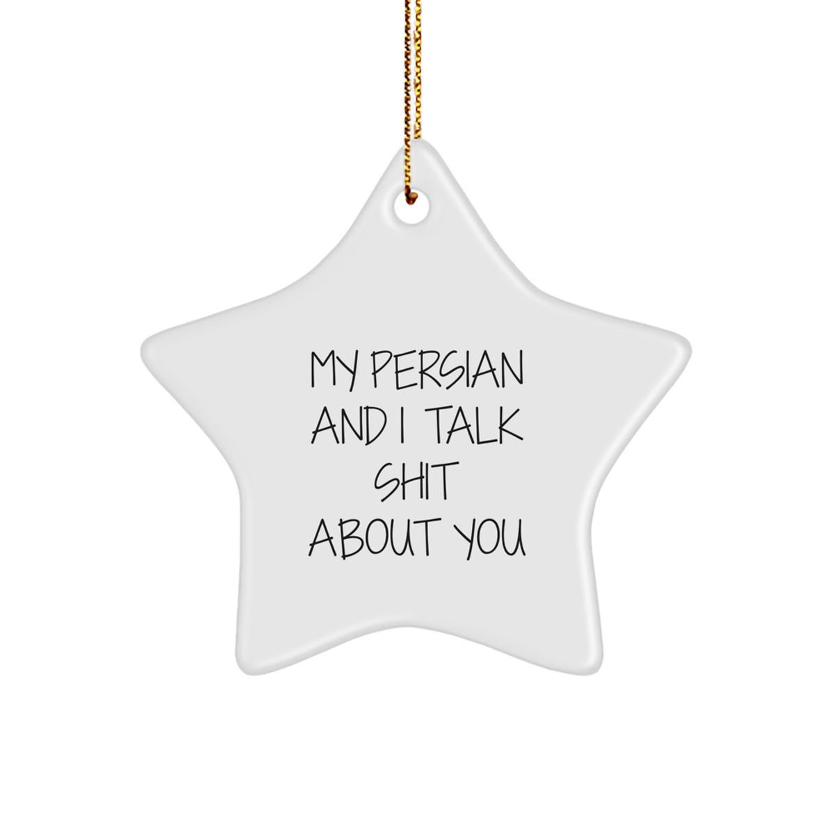 Funny Gifts from Friends for Persian Cat Lovers - My Persian And I Talk Shit About You Star Ornament, Christmas Unique Gifts for Her - Image 1