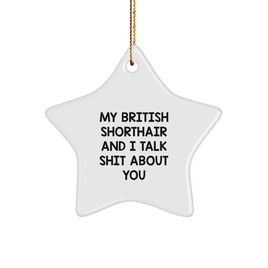 Funny British Shorthair Cat Star Ornament, Ideal Gift from Friends for Men, Women, or Family at Christmas Unique Gifts - Image 1