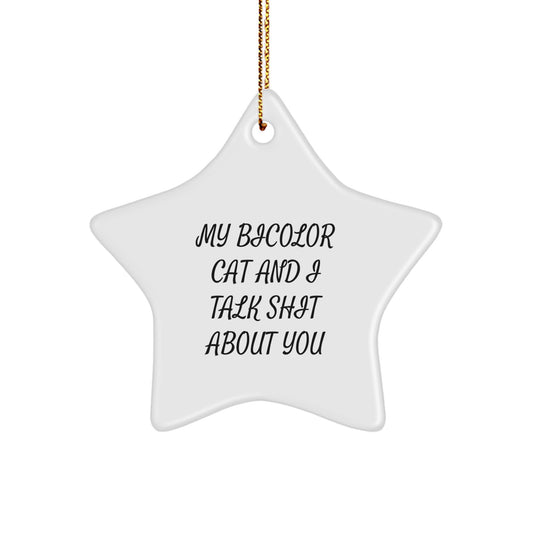 Funny Bicolor Cat Star Ornament Gifts for Friends from Men, Unique Christmas Unique Gifts for Bicolor Cat Enthusiasts - Image 1