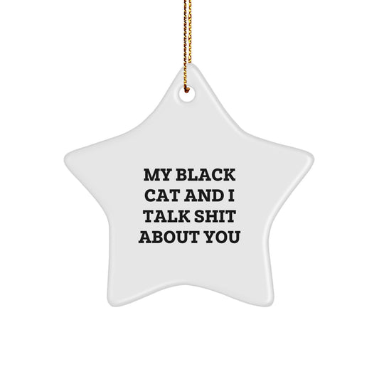 Funny Black Cat Star Ornament for Black Cat Lovers, Gifts from Friends to Family for Christmas Unique Decorations - Image 1