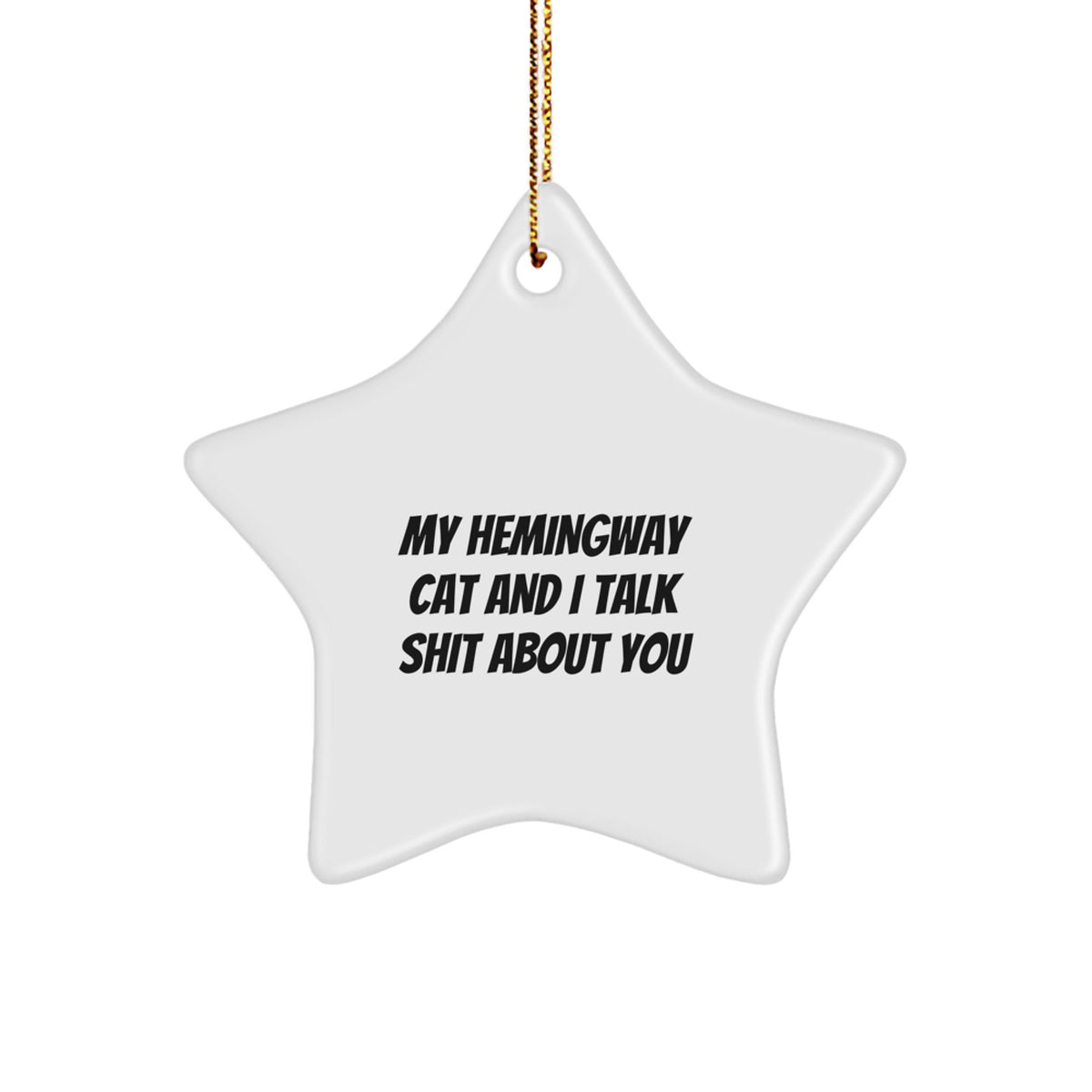 Funny Hemingway Cat Christmas Unique Gifts from Men, Funny Hemingway Cat Star Ornament for Friends, Gifts for Hemingway Cat Lovers - Image 1
