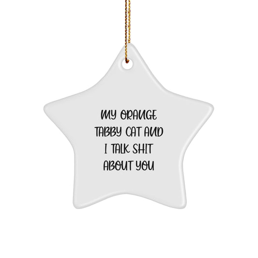 Funny Orange Tabby Cat Star Ornament Gifts from Friends - Perfect Christmas Unique Gifts for Orange Tabby Cat Lovers and Family - Image 1