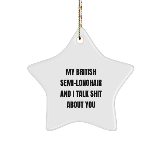 Funny British Semi-Longhair Cat Gifts from Friends - British Semi-Longhair Cat Star Ornament - Gifts for British Semi-Longhair Cat Lovers - Image 1