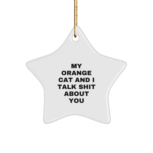 Funny Orange Cat Star Ornament Gifts from Friends and Family for Orange Cat Lovers at Christmas - Image 1
