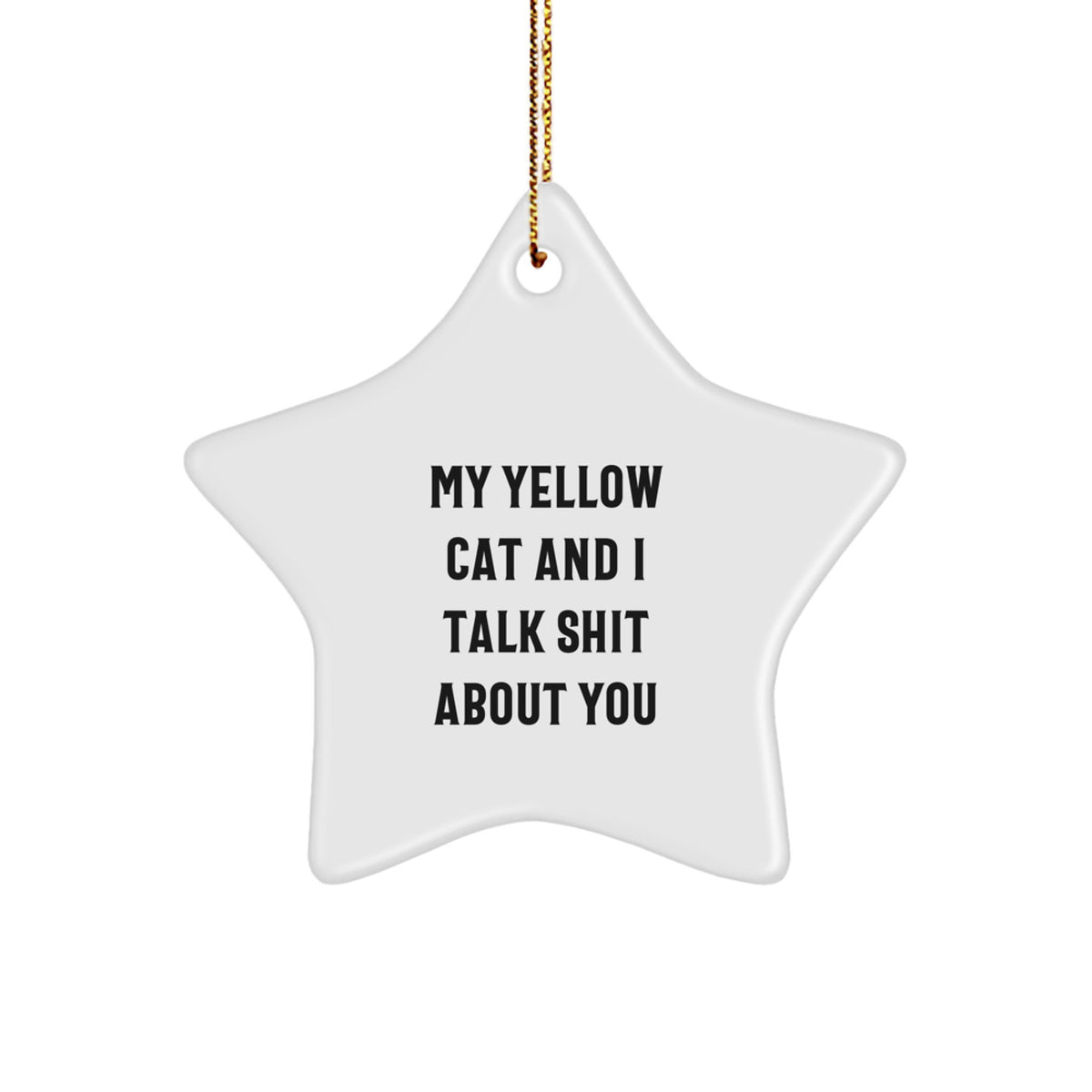 Sassy Yellow Cat Star Ornament for Friends Novelty Christmas Unique Gift - Image 1