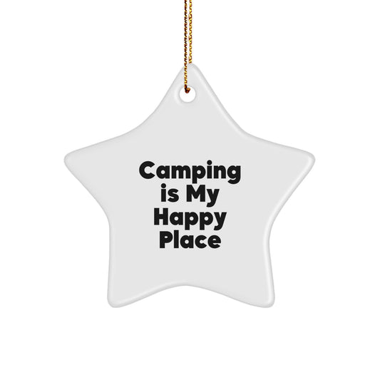 Gifts from Family for Camping Enthusiasts - Star Ornament, 'Camping Is My Happy Place', Christmas Unique Decorations - Image 1