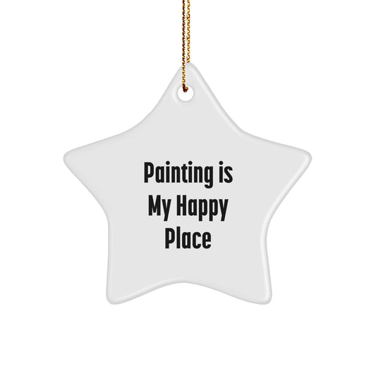 Christmas Gift for Her Painting Star Ornament Present White Bright - Image 1