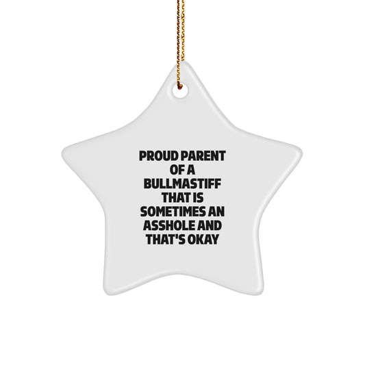 Funny Bullmastiff Dog Christmas Star Ornament for Proud Parents Gifts from Family, Friends, or Coworkers - Image 1