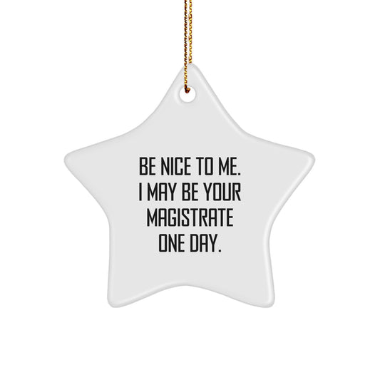 Funny Magistrate Star Ornament Gifts from Friends for Him and Her - Be Nice To Me I May Be Your Magistrate One Day, Star-Shaped Decorations for Christmas - Image 1