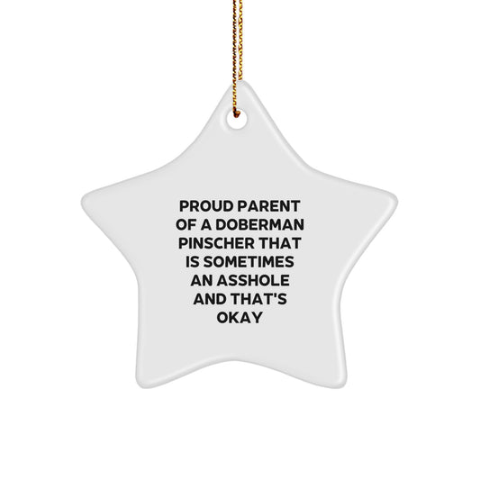 Funny Doberman Pinscher Dog Star Ornament Gifts for Christmas, Gifts from Men to Friends and Family, Proud Parent - Image 1