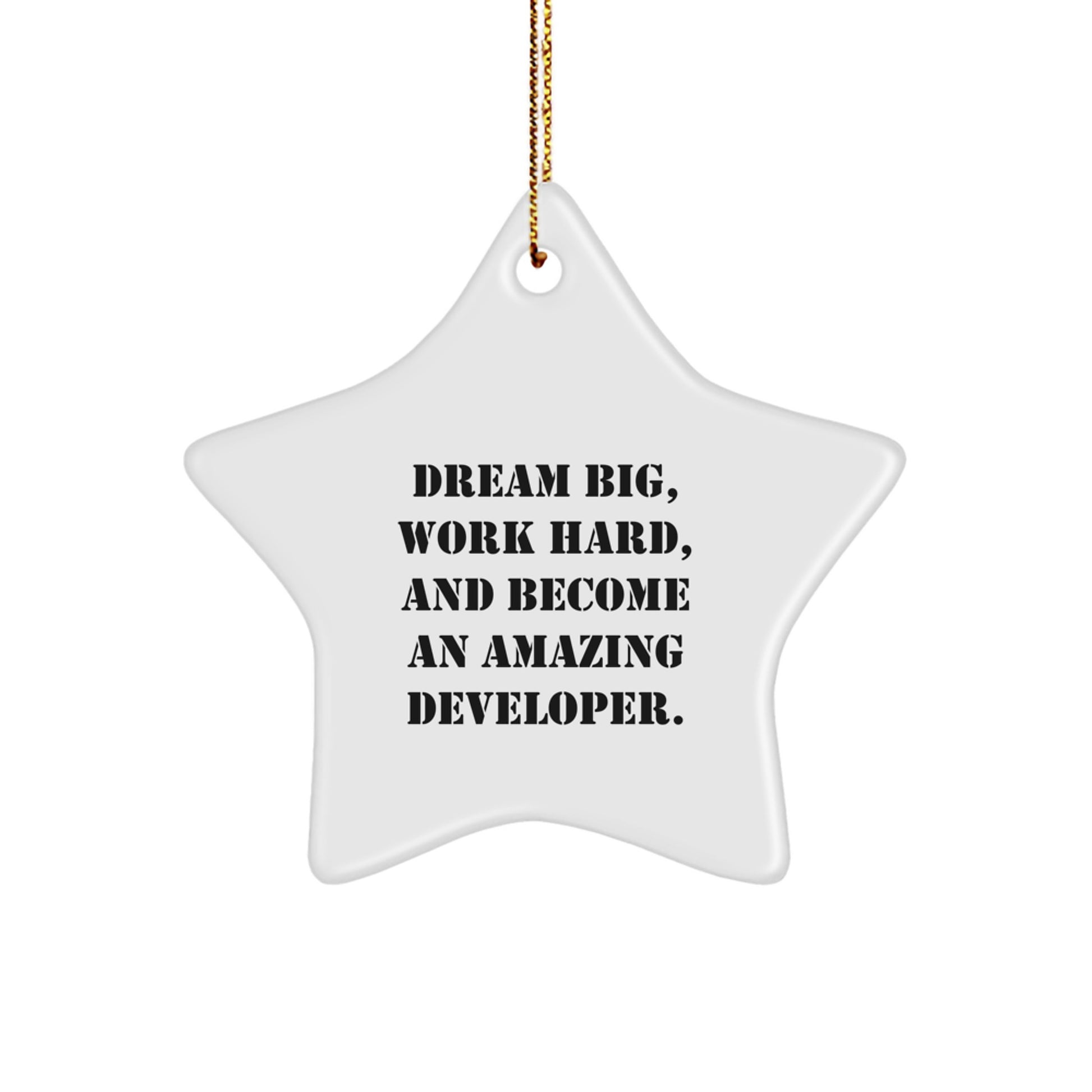 Gifts from Friends for Developers - Star Ornament, Inspirational Quote 'Dream Big, Work Hard, And Become An Amazing Developer.' - Christmas Unique Gifts - Image 1