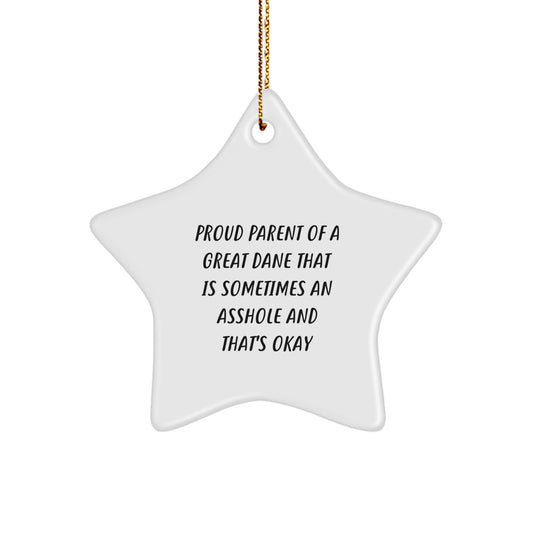 Funny Great Dane Dog Lover Gifts from Family Members for Christmas Unique Star Ornament, Proud Parent of a Great Dane That's Okay - Image 1
