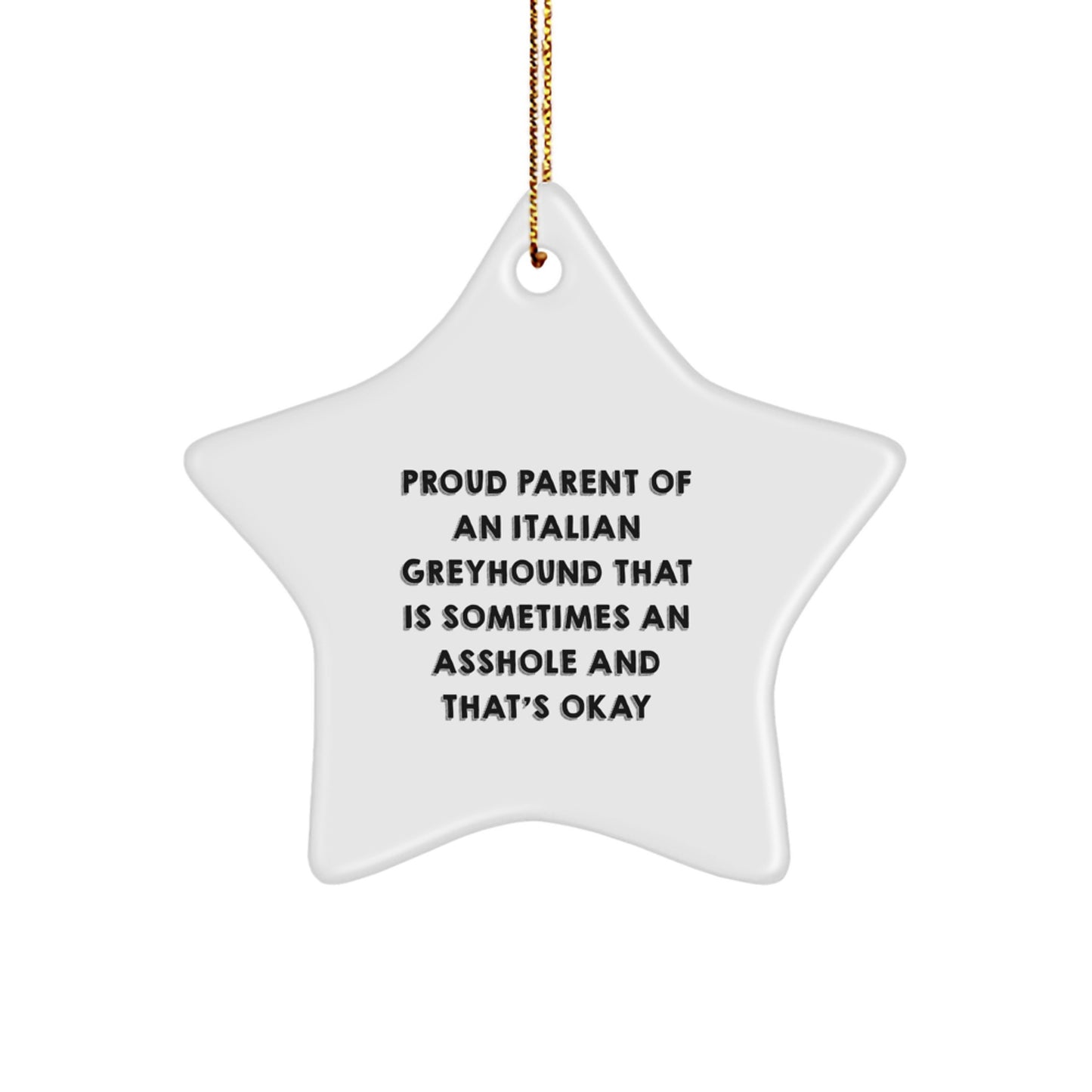 Funny Italian Greyhound Dog Mom Gifts from Family - Italian Greyhound Dog Christmas Unique Star Ornament, Proud Parent Quote - Image 1