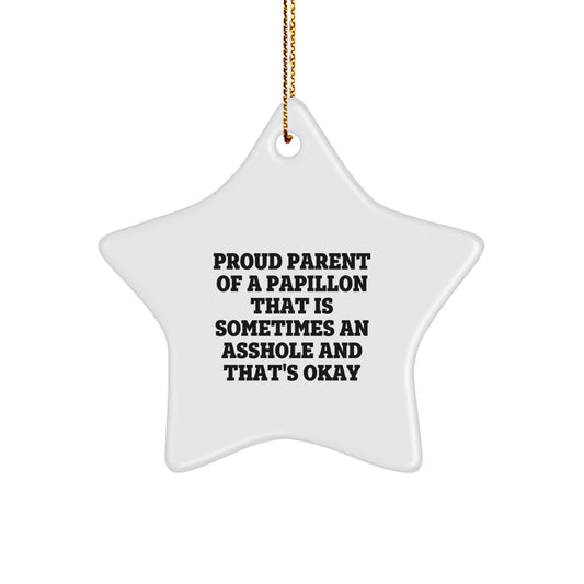 Christmas Gift Funny Papillon Dog Ornament for Her - Present That's Okay - Image 1