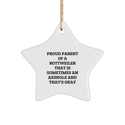 Funny Rottweiler Dog Christmas Unique Gifts for Men - Proud Parent Star Ornament from Daughter - Image 1