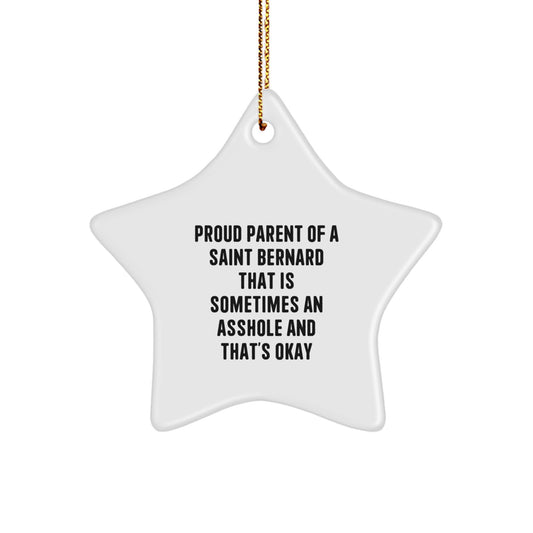 Funny Saint Bernard Dog Gifts for Christmas, Saint Bernard Dog Star Ornament from Men to Family, Gifts for Saint Bernard Dog Lovers - Image 1