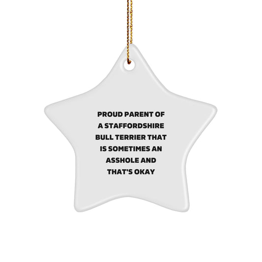 Funny Staffordshire Bull Terrier Dog Star Ornament, Gifts from Family to Friends for Christmas Unique Gifts - Image 1