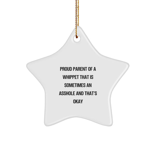 Christmas Gift Present for Her Whippet Star Ornament - Image 1