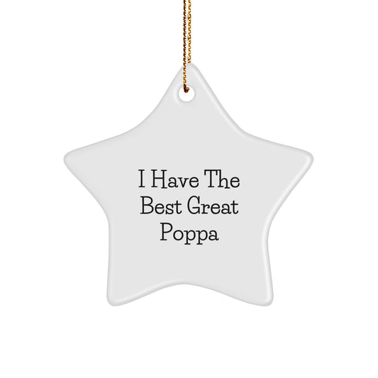 Funny Poppa Gifts Star Ornament from Son, Daughter, or Family for Christmas Unique Presents for Great Grandpa - Image 1