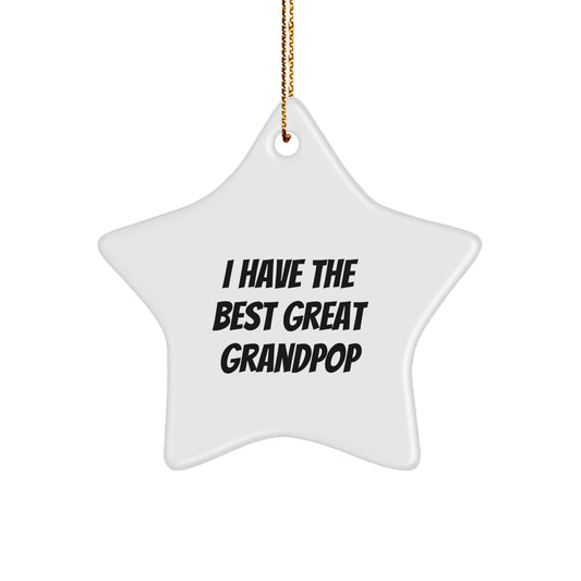 Grandpop Gifts for Men - Funny 'I Have The Best Great Grandpop' Star Ornament, Christmas Unique Gifts from Family - Image 1