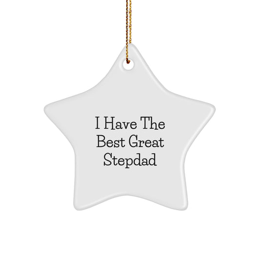 Funny Stepdad Gifts from Friends - Best Star Ornament for Dad on Christmas - I Have The 'Best Great Stepdad' Quote - Image 1