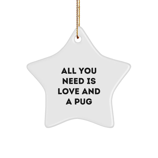 Funny Pug Dog Star Ornament Gifts from Family, Friends for Christmas Unique Pug Dog Lover - Image 1