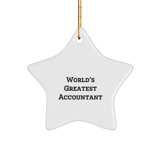 Funny Accountant Gifts from Friends, World's Greatest Accountant Star Ornament, Unique Christmas Office Decor for Accountants, 'World's Greatest Accountant' Motivational Star Decoration - Image 1