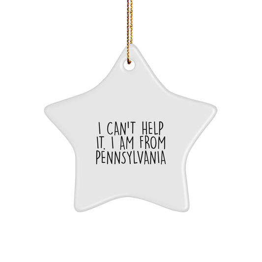 Funny Pennsylvania Star Ornament Gifts from Family, Friends, or Coworkers, I Can't Help It. I Am From Pennsylvania, Christmas Unique - Image 1