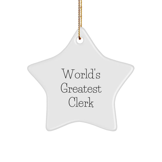 World's Greatest Clerk Keepsake Christmas Ornament for Him Gift - Image 1